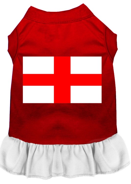 St Georges Cross Screen Print Dress Red with White Sm